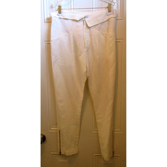 Catherine Gee Pants NWOT White Linen Silk Trousers Pleated Womens Size 6 - Picture 2 of 8